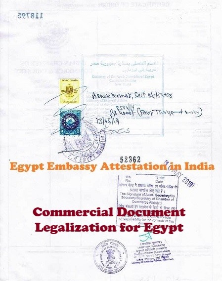 Certificate Attestation from Egypt Embassy India